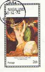 Nagaland 1972 Paintings of Nudes imperf souvenir sheet (2ch value) La Toilette d'Esther by Theodore Chasseriau, cto used, stamps on arts, stamps on nudes, stamps on judaica