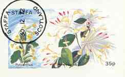 Staffa 1972 Flowers #01 - Polyanthus & Honeysuckle 35p imperf souvenir sheet cto used, stamps on flowers