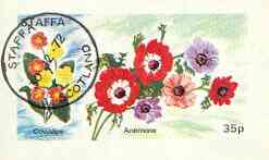 Staffa 1972 Flowers #01- Cowslip & Anemone 35p imperf souvenir sheet cto used, stamps on , stamps on  stamps on flowers