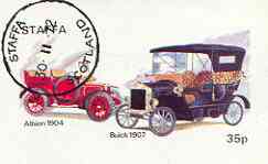 Staffa 1973 Veteran Cars (Albion & Buick) imperf souvenir sheet (35p value) cto used, stamps on cars, stamps on albion, stamps on buick