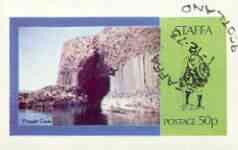 Staffa 1974 Fingals Cave imperf souvenir sheet (50p value) cto used, stamps on caves, stamps on mendelssohn