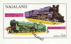 Nagaland 1974 Locomotives imperf  souvenir sheet 2ch value (Baltimore & Southern) cto used, stamps on railways