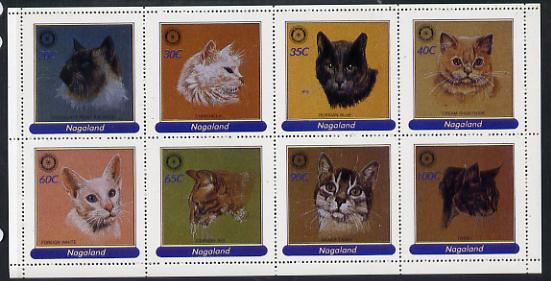 Nagaland 1984 Rotary - Domestic Cats perf set of 8 values (20c to 100c) unmounted mint, stamps on , stamps on  stamps on animals  cats  rotary