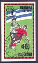 Bernera 1978 Football World Cup imperf souvenir sheet (£1 value) cto used, stamps on football, stamps on sport
