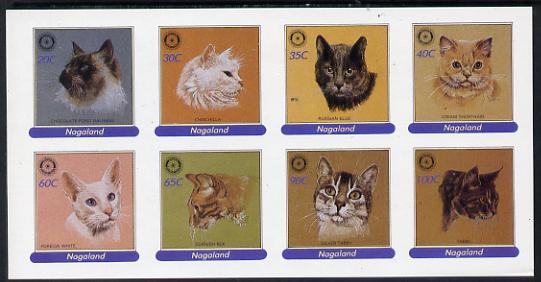 Nagaland 1984 Rotary - Domestic Cats imperf set of 8 values (20c to 100c) unmounted mint, stamps on animals  cats  rotary