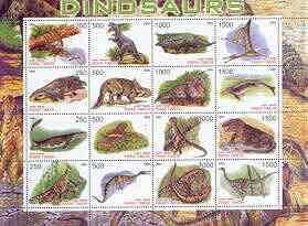 Timor (East) 2001 Dinosaurs perf sheetlet #2 containing set of 16 values unmounted mint, stamps on , stamps on  stamps on dinosaurs, stamps on  stamps on 