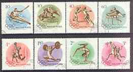 Hungary 1956 Rome Olympic Games cto used set of 8, SG 1460-67, Mi 1472-79, stamps on olympics, stamps on sportcanoeing, stamps on hurdles, stamps on fencing, stamps on football, stamps on weightlifting, stamps on gymnastics, stamps on basketball, stamps on horses, stamps on show jumping, stamps on  gym , stamps on gymnastics, stamps on 