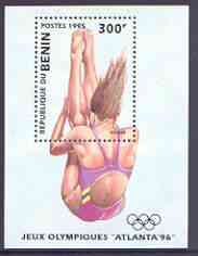 Benin 1995 Atlanta Olympic Games (1st issue) perf m/sheet (Diving) unmounted mint, SG MS 1284, stamps on olympics, stamps on sport, stamps on diving