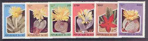 Benin 1997 Cacti complete perf set of 6 values unmounted mint, SG 1659-64, stamps on flowers, stamps on cacti