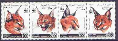 Somalia 1998 WWF - Caracal Lynx perf set of 4 values, unmounted mint, stamps on animals, stamps on cats, stamps on wwf, stamps on  wwf , stamps on 