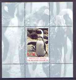 Westpoint Island (Falkland Islands) 2000 Penguins perf m/sheet #1 unmounted mint, stamps on birds, stamps on polar, stamps on penguins
