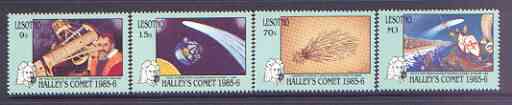 Lesotho 1986 Appearance of Halley's Comet perf set of 4 unmounted mint, SG 691-4, stamps on space, stamps on astronomy, stamps on halley, stamps on telescopes