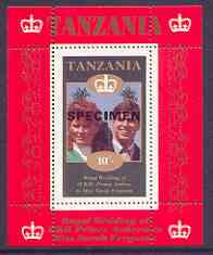 Tanzania 1986 Royal Wedding (Andrew & Fergie) the unissued 10s individual perf deluxe sheet opt'd SPECIMEN unmounted mint, stamps on , stamps on  stamps on royalty, stamps on  stamps on andrew, stamps on  stamps on fergie, stamps on  stamps on 