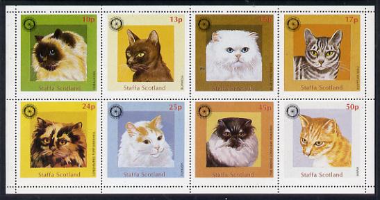 Staffa 1984 Rotary - Domestic Cats perf set of 8 values unmounted mint, stamps on cats  rotary