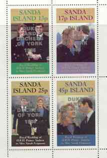 Sanda Island 1986 Royal Wedding perf sheetlet of 4 opt'd Duke & Duchess of York in silver, unmounted mint, stamps on , stamps on  stamps on royalty, stamps on  stamps on andrew & fergie