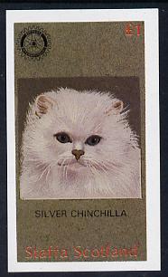 Staffa 1984 Rotary - Domestic Cats (Silver Chinchilla) imperf souvenir sheet (£1 value) unmounted mint, stamps on cats  rotary