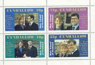 Eynhallow 1986 Royal Wedding perf sheetlet of 4 opt'd Duke & Duchess of York in gold, unmounted mint, stamps on , stamps on  stamps on royalty, stamps on  stamps on andrew & fergie