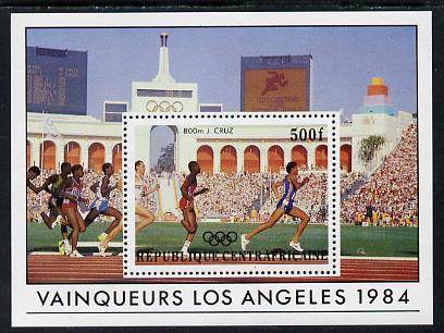 Central African Republic 1985 Olympic Gold Medalists 500f m/sheet (800 metres) SG MS 1072 unmounted mint, stamps on olympics   sport     running