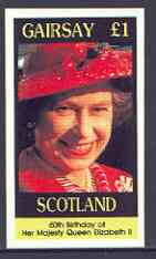Gairsay 1986 Queen's 60th Birthday imperf souvenir sheet (Â£1 value) unmounted mint, stamps on royalty, stamps on 60th birthday