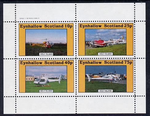 Eynhallow 1982 Helicopters #2 perf set of 4 values (10p to 75p) unmounted mint, stamps on , stamps on  stamps on aviation    helicopter