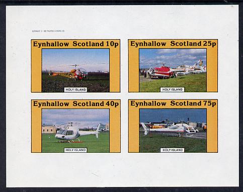 Eynhallow 1982 Helicopters #2 imperf set of 4 values (10p to 75p) unmounted mint, stamps on , stamps on  stamps on aviation    helicopter