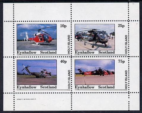 Eynhallow 1982 Helicopters #3 perf set of 4 values (10p to 75p) unmounted mint, stamps on , stamps on  stamps on aviation    helicopter