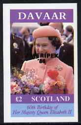 Davaar Island 1986 Queen's 60th Birthday imperf deluxe sheet (Â£2 value) with AMERIPEX opt in black unmounted mint, stamps on , stamps on  stamps on royalty, stamps on  stamps on 60th birthday, stamps on  stamps on stamp exhibitions