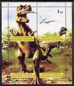Kabardino-Balkaria Republic 1999 Dinosaurs composite perf sheetlet containing set of 4 values unmounted mint, stamps on , stamps on  stamps on dinosaurs, stamps on  stamps on 