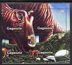 Gagauzia Republic 1999 Dinosaurs composite perf sheetlet containing set of 4 values unmounted mint, stamps on dinosaurs, stamps on 