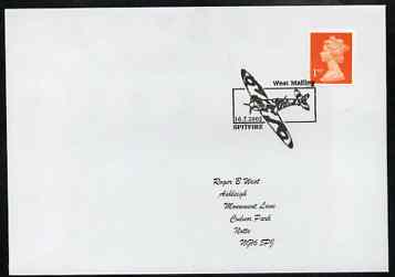 Postmark - Great Britain 2002 cover with West Malling cancel illustrated with Spitfire, stamps on aviation, stamps on ww2, stamps on spitfires, stamps on  ww2 , stamps on 