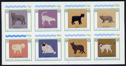 Bernera 1984 Domestic Cats - Rotary imperf set of 8 values (15p to 76p) unmounted mint, stamps on , stamps on  stamps on animals  cats  rotary