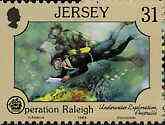 Jersey 1988 Underwater Exploration 31p from Operation Raleigh set, unmounted mint SG 456, stamps on diving, stamps on scuba, stamps on marine life