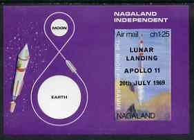 Nagaland 1969 The Moon programme 1ch25 m/sheet opt'd 'Lunar Landing Apollo 11' imperf unmounted mint, stamps on , stamps on  stamps on space