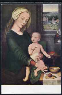 Postcard of Madonna Holding a Spoon by Gerard David in full colour, unused, stamps on arts, stamps on david