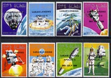 Oman 1969 Progress in Space perf set of 8 opt'd with 'Lunar Landing Apollo 11' (slight off-set) unmounted mint, stamps on , stamps on  stamps on space, stamps on  stamps on apollo