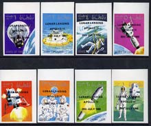 Oman 1969 Progress in Space imperf set of 8 opt'd with 'Lunar Landing Apollo 11' (slight off-set) unmounted mint, stamps on , stamps on  stamps on space, stamps on  stamps on apollo