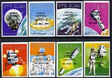 Oman 1969 Progress in Space imperf set of 8 opt'd with 'Lunar Landing Apollo 12 ' (slight off-set) unmounted mint, stamps on , stamps on  stamps on space, stamps on  stamps on apollo