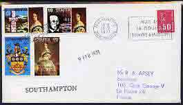 Great Britain 1971 Postal Strike cover to France bearing Staffa set of 4 revalued defs overprinted 'Emergency Strike Post, International Mail' with Staffa obliterated, various cachets plus French 50c stamp cancelled Le Havre, stamps on strike, stamps on composers, stamps on caves, stamps on europa