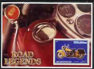 Afghanistan 2001 Road Legends perf m/sheet (Indian motorcycle) unmounted mint, stamps on , stamps on  stamps on motorbikes