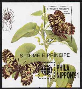 St Thomas & Prince Islands 1991 Phila Nippon '91 Stamp Exhibition (Butterflies) perf m/sheet unmounted mint, stamps on butterflies, stamps on stamp exhibitions