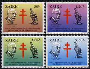 Zaire 1983 Centenary of Discovery of Tubercle Bacillus by Dr Koch set of 4 unmounted mint, SG 1153-56, stamps on , stamps on  stamps on medical, stamps on  stamps on microscopes, stamps on  stamps on diseases, stamps on  stamps on tb, stamps on  stamps on chemistry