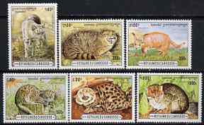 Cambodia 1996 Wild Cats perf set of 6 unmounted mint, SG 1509-14, stamps on , stamps on  stamps on cats, stamps on  stamps on caracal