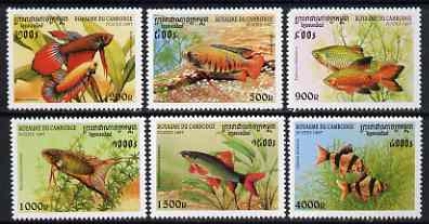 Cambodia 1997 Tropical Fish complete perf set of 6 unmounted mint, SG 1702-07, stamps on , stamps on  stamps on fish