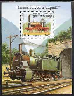 Cambodia 1999 Steam Railways perf m/sheet unmounted mint, SG MS 1838, stamps on , stamps on  stamps on railways