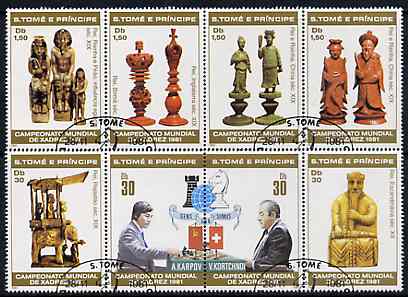 St Thomas & Prince Islands 1981 Chess perf set of 8, fine cto used, Mi 703-10, stamps on , stamps on  stamps on chess