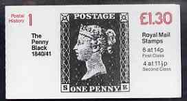 Booklet - Great Britain 1981-85 Postal History series #01 (Penny Black) £1.30 booklet complete with selvedge at right SG FL1B