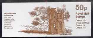 Great Britain 1981-82 Follies #1 (Mugdock Castle) 50p booklet complete, SG FB16 (original contents), stamps on buildings, stamps on castles