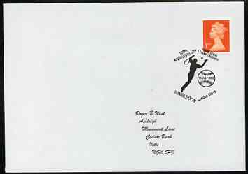 Postmark - Great Britain 2002 cover for 125th Anniversary of Wimbledon Championships illustrated with the Tennis Player, stamps on sport, stamps on tennis