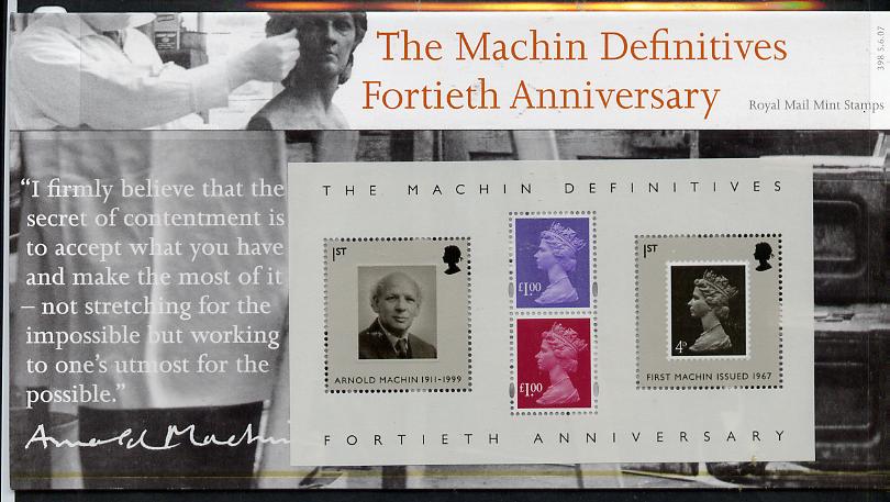 Great Britain 2007 40th Anniversary of the Machin perf m/sheet in official presentation pack unmounted mint SG MS 2743, stamps on stamp on stamp, stamps on , stamps on stamponstamp