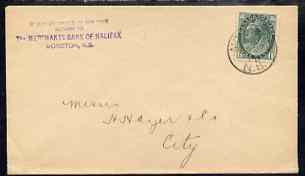 Canada 1900s cover locally used bearing QV 1c stamp, cover with Merchant Bank of Halifax imprint upper left , stamps on banking, stamps on finance